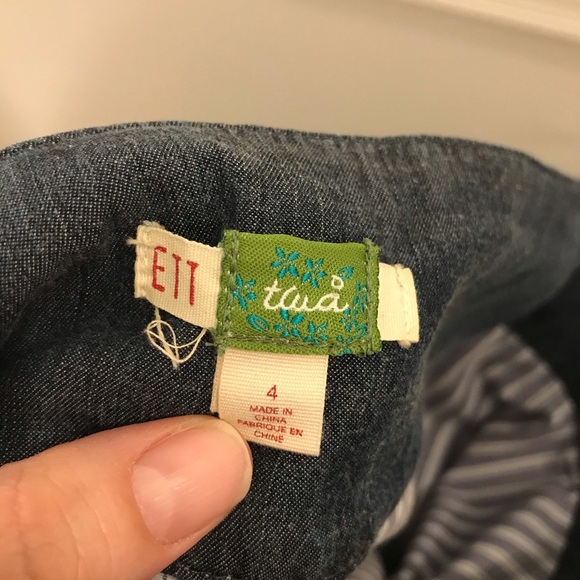 Anthropologie Ett Twa Bucolic Chambray Skirt 4 blue denim ruffles - Picture 7 of 10